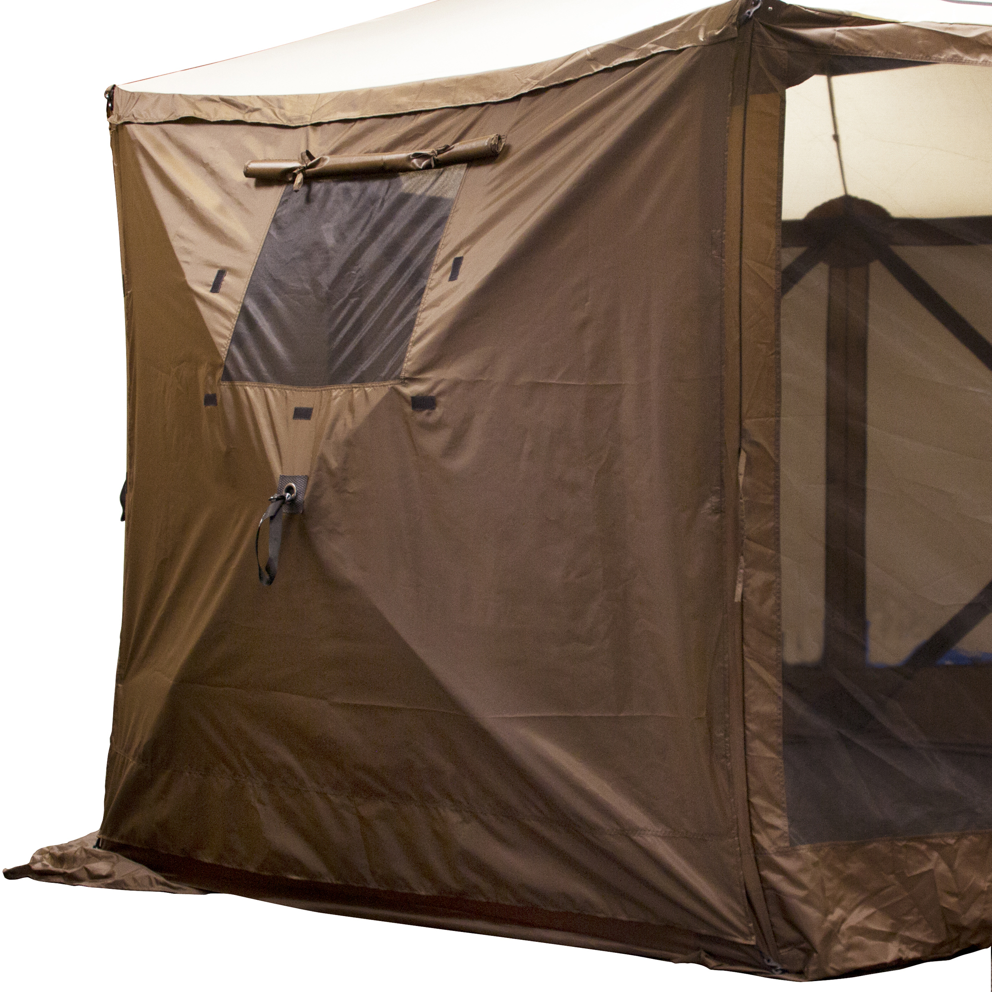 Clam Quick-Set, 3 Pack Screen Hub Wind Panels Brown w/windows, Length 11 in, Included (qty.) 3, Model# 9898